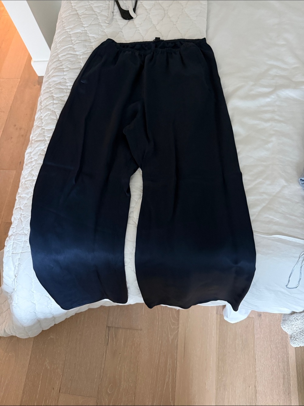 J.Crew Navy Elastic-Waist Silk Pants